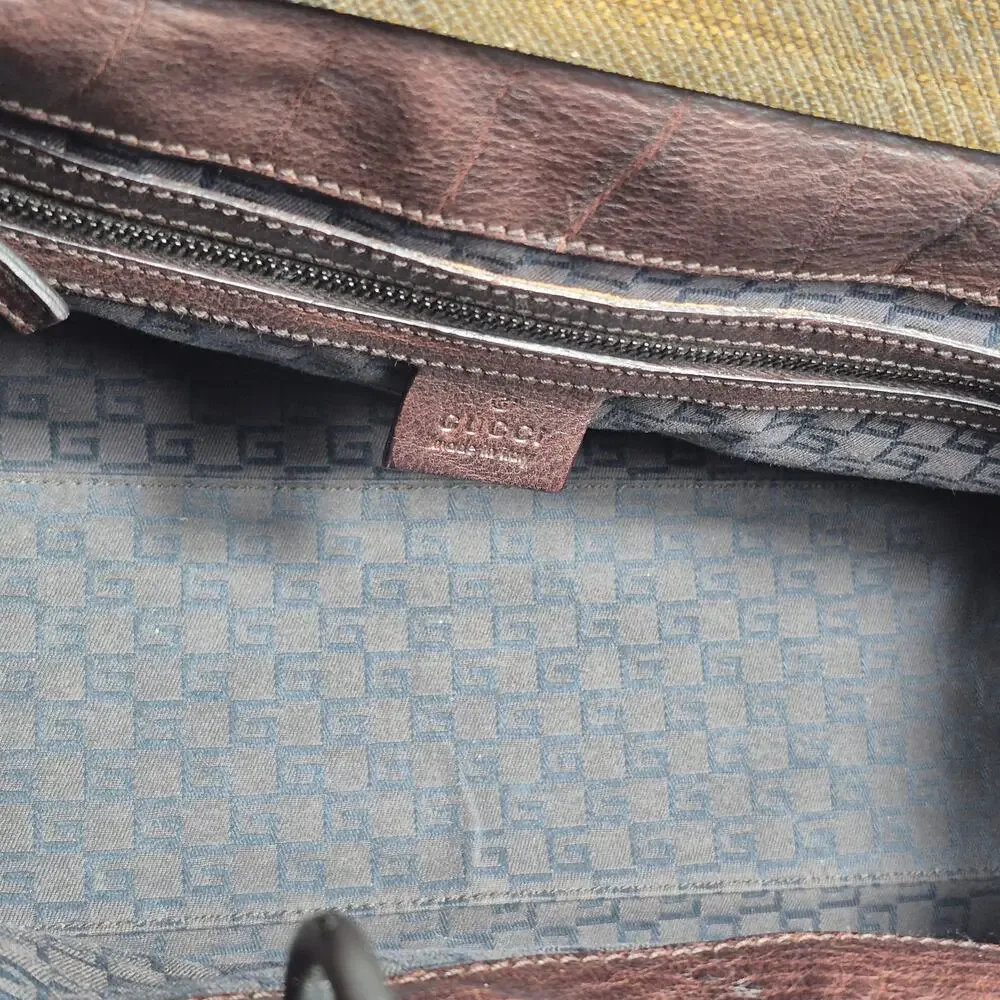 Gucci Brown Gathered Leather Top-Handle Crossbody Bag